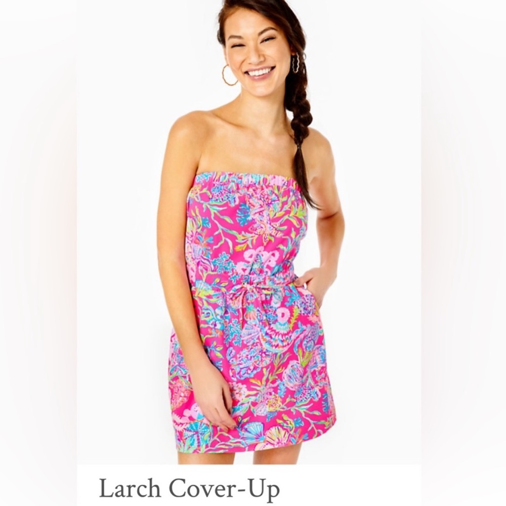 Lilly Pulitzer Larch Cover Up in Print Shell Me Something Good, Size Medium.